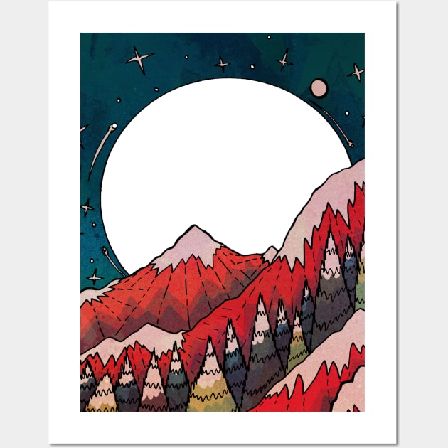 Winter stars and peaks Wall Art by Swadeillustrations